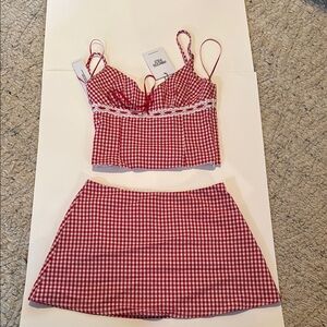 Princess Polly gingham red and white set